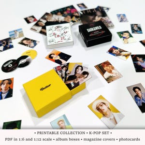 Set K-pop / STAMPABILE scala 1:6 e 1/12 / Casa delle bambole per ARMY / Diorama musicale / Album CD in miniatura, copertine di riviste, cartoline fotografiche / Ephemera