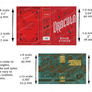 Classic Monsters • PRINTABLE Book Covers in 1/6, 1/12 and 1/3 • Miniature Books for Dollhouse Library or Halloween Bookstore Diorama (PDF) image 6