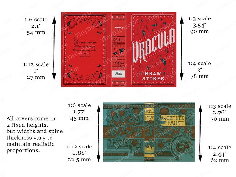Classic Monsters • PRINTABLE Book Covers in 1/6, 1/12 and 1/3 • Miniature Books for Dollhouse Library or Halloween Bookstore Diorama (PDF) image 6