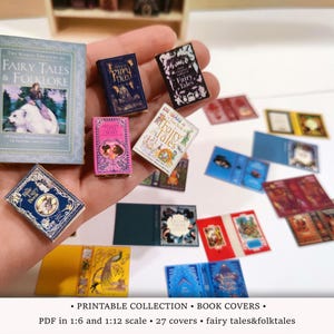 Fairy Tales&Folktales Book Covers | PRINTABLE 1:6 and 1/12 scale | Miniature Books for Dollhouse Library or Bookstore Diorama | Doll Nursery