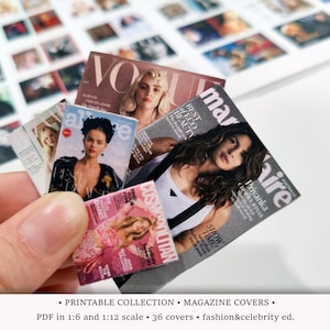 Mode Magazin Cover | PDF DRUCKBAR 1:6 und 1/12 | Miniatur Modernes Puppenhaus | Promi Glamour Heft | Diorama Roombox