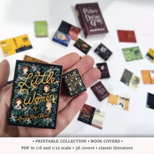 Buch-Einband | DRUCKBAR 1:6 und 1/12 | Miniaturbücher für die Puppenhausbibliothek oder Buchhandlung Diorama | Booktok TBR Dose geeignet