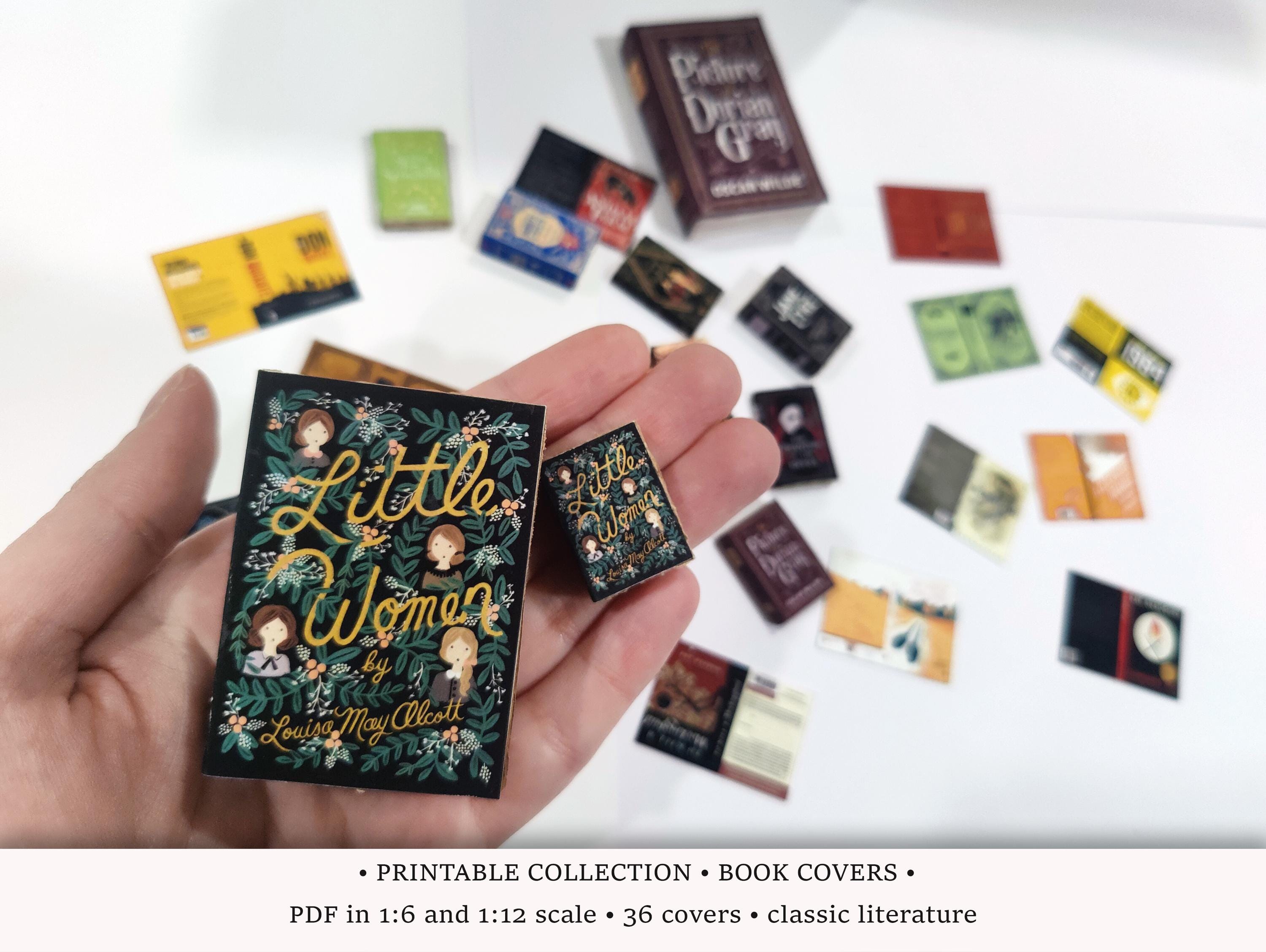 Jules Verne 4-Pc Dollhouse Miniature Books – 1:12 Scale, Readable, Handmade USA