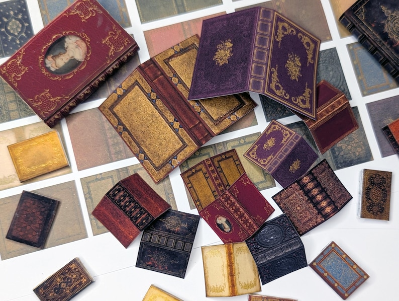 Vintage&Antique Book Covers • PRINTABLE 1/6 and 1/12 scale • Miniature Books for Dollhouse Library or Bookstore Diorama • Scrapbook Ephemera image 3