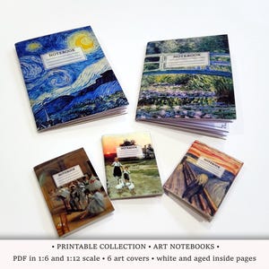 Può includere: Sei quaderni in miniatura con diverse famose pitture sulle copertine. Le copertine presentano La Notte Stellata, Ninfee, L'Urlo, e altro ancora. I quaderni sono stampabili in scala 1:6 e 1:12.