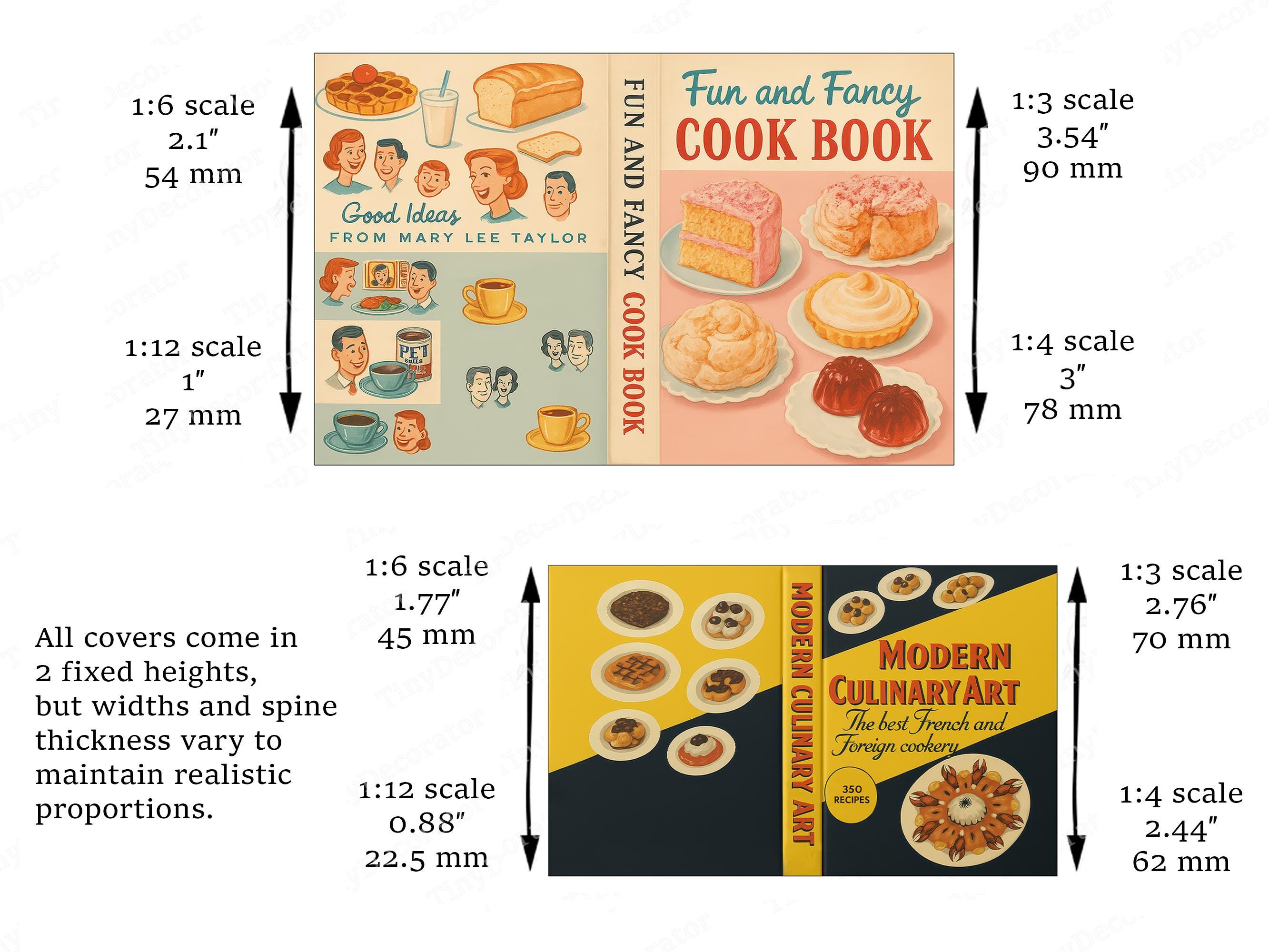 Retro Cookbook Covers • PRINTABLE in 1/6, 1/12 and 1/3 Scale ...