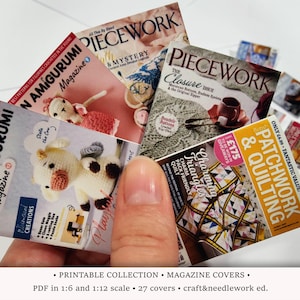 May include: A collection of miniature craft and needlework magazines. The covers feature colorful designs and titles like "Fun Amigurumi", "Piecework", and "Patchwork & Quilting".
