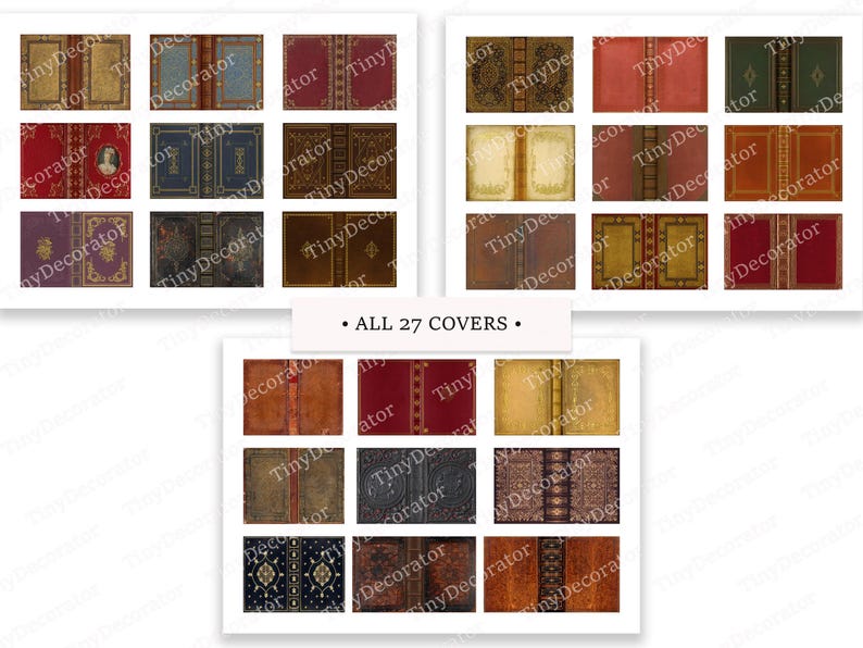 Vintage&Antique Book Covers • PRINTABLE 1/6 and 1/12 scale • Miniature Books for Dollhouse Library or Bookstore Diorama • Scrapbook Ephemera image 6