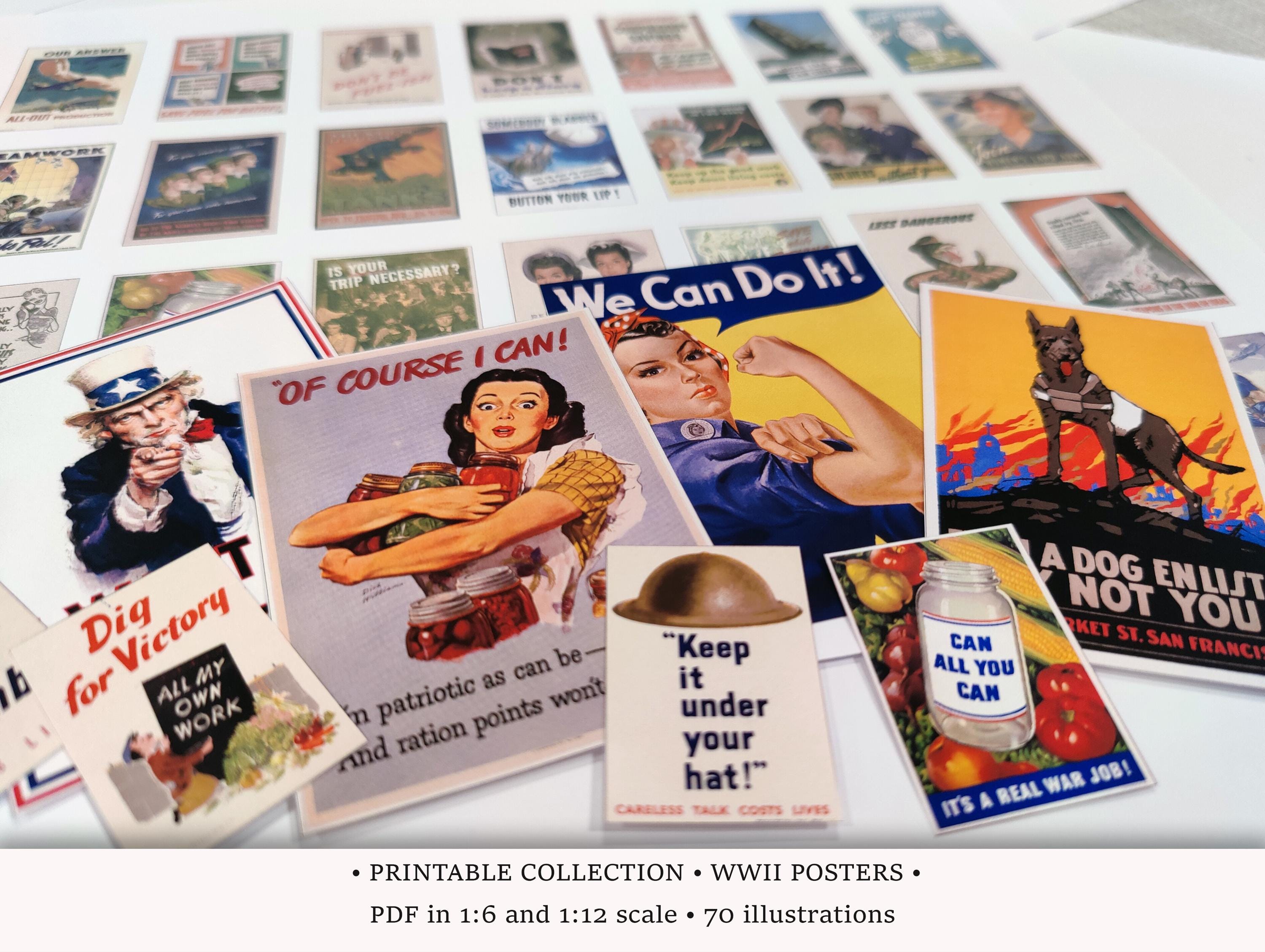 WW2 Posters • PRINTABLE Ephemera in 1/6 and 1/12 Scale • Miniature