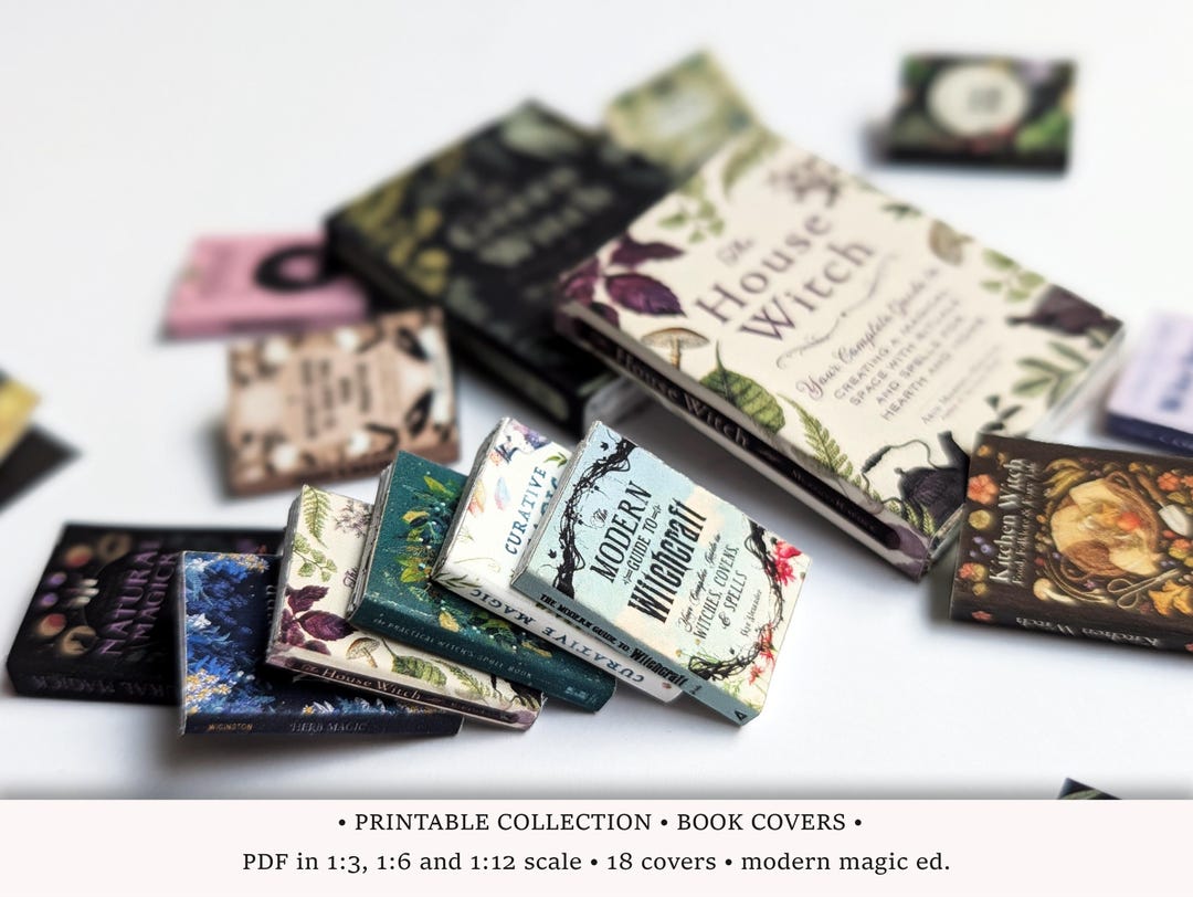 Magic Library Cover 18 Magic Book Covers • PRINTABLES in 1/6, 1/12 and 1/3 • Miniature ...