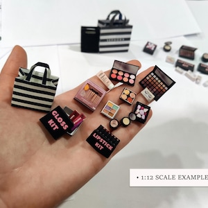 Makeup DIY Set | PRINTABLE 1:6 and 1/12 scale PDF | Miniature Dollhouse | Modern Cosmetics Beauty Kit | Eyeshadows Palette | Diorama Roombox - example 2