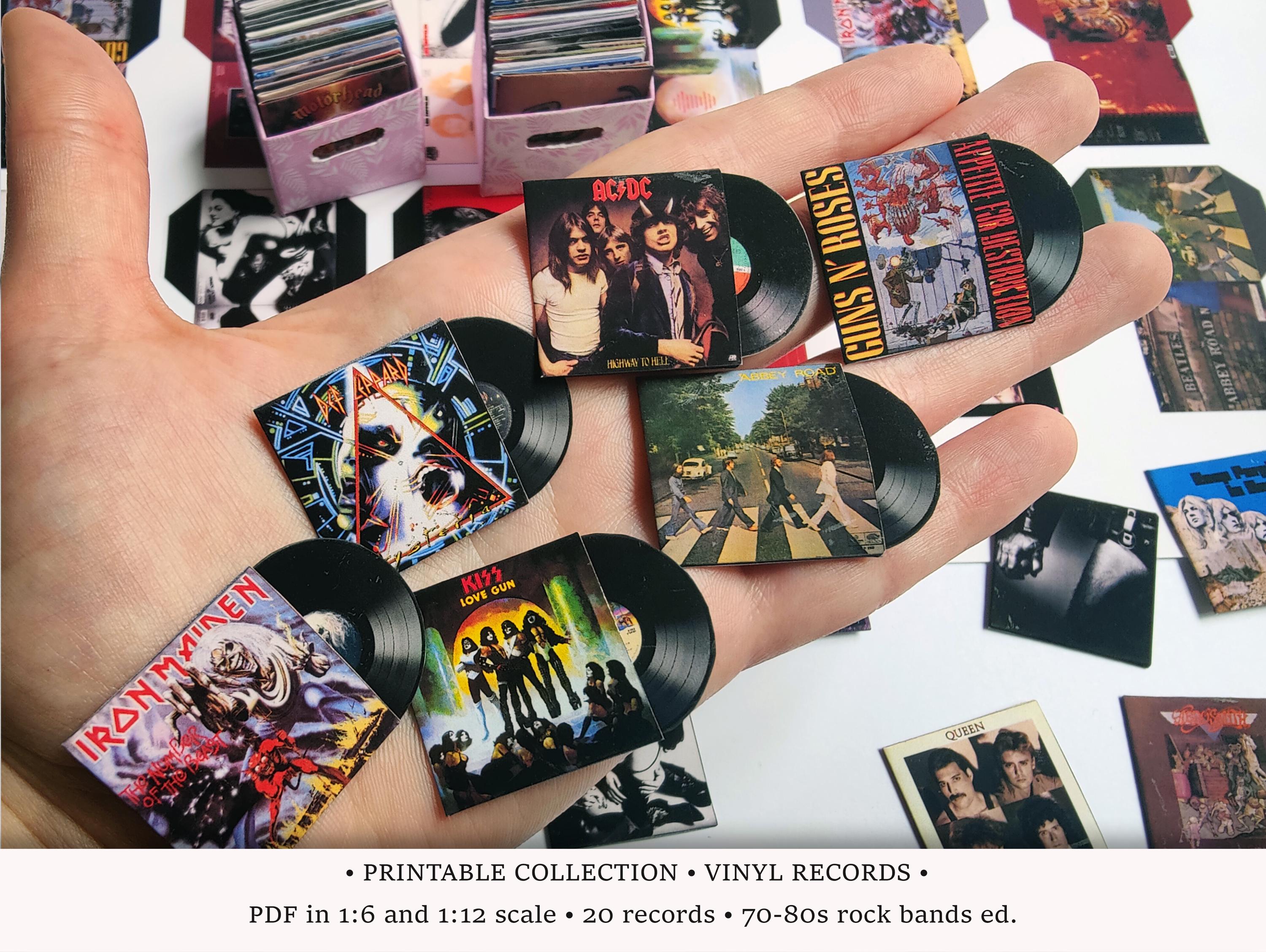 70-80s Rock Legends | PRINTABLE Vinyl Records in 1:6 and 1/12