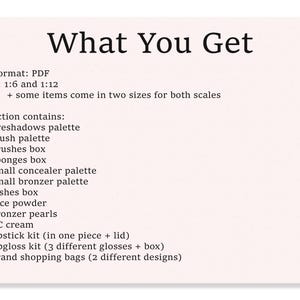 Makeup DIY Set | PRINTABLE 1:6 and 1/12 scale PDF | Miniature Dollhouse | Modern Cosmetics Beauty Kit | Eyeshadows Palette | Diorama Roombox - description