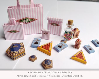 Wizarding World • AFDRUKBAAR snoep in schaal 1/6, 1/12 en 1/3 • Miniatuursnoepjes voor poppenhuis of diorama (pdf-download)