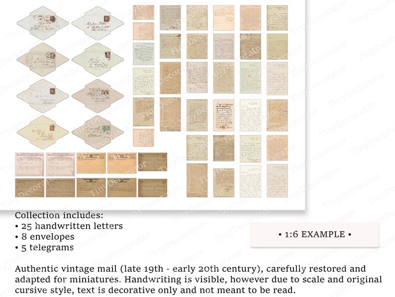 Vintage Mail • PRINTABLE 1:6 and 1/12 Scale • Miniature Letters for ...