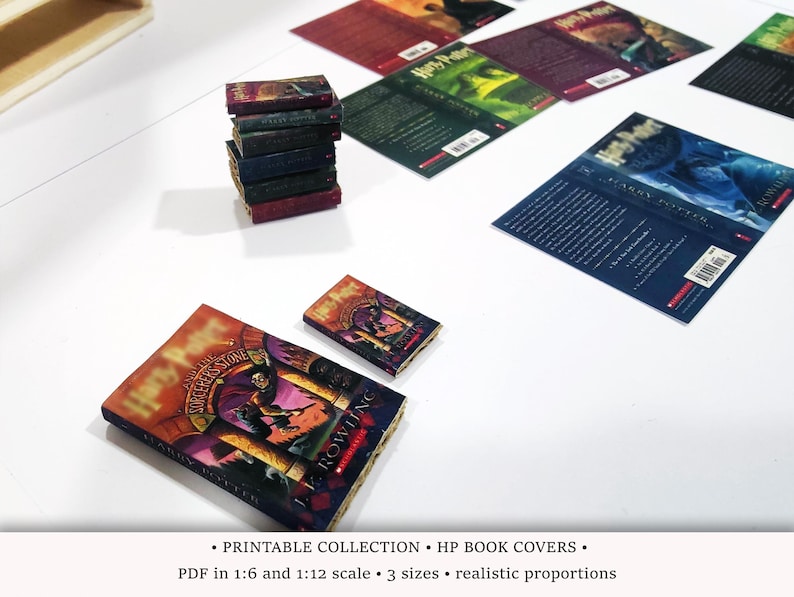 Wizard School Book Covers | PRINTABLE 1:6 and 1/12 scale | Miniature Books for Dollhouse Library or Bookstore Diorama | HP Covers