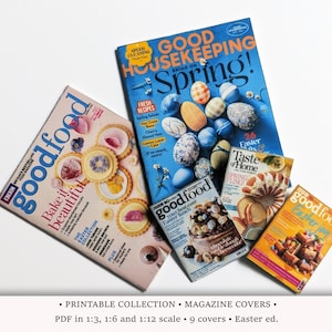 Easter Magazine Covers • Dollhouse PRINTABLES in 1/6, 1/12 and 1/3 scale • Spring Decor for Miniature Kitchen (Download PDF)