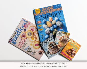 Easter Magazine Covers • Dollhouse PRINTABLES in 1/6, 1/12 and 1/3 scale • Spring Decor for Miniature Kitchen (Download PDF)
