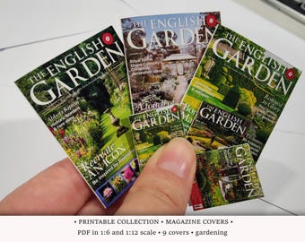 Gardening Magazine Covers | PRINTABLE 1:6 and 1/12 scale | Miniature Modern Dollhouse | Floral & Landscape Design | Diorama Roombox Decor