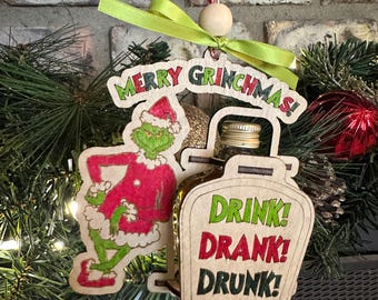 Merry Grinchmas Ornament CROWN ROYAL Canadian Whisky 50ml Bottle