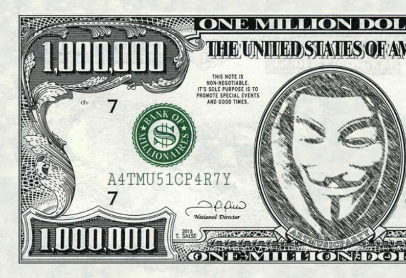 1 Million Dollar Bill Printable | Luxury Novelty Gift | Instant Digital