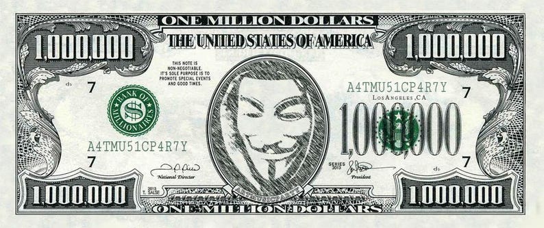 1 Million Dollar Bill Printable | Luxury Novelty Gift | Instant Digital ...