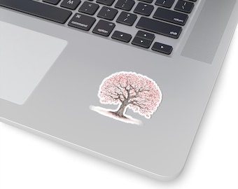 Autumn Oak Tree Sticker, Red Fall Leaves, Nature Art Decal