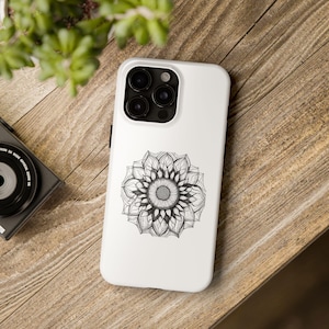 Geodesic Sunflower Phone Case, Tough Protective Cover for Minimalist Design Lovers, Hard Shell Phone Case, Floral Cell Phone Case, Sunflower