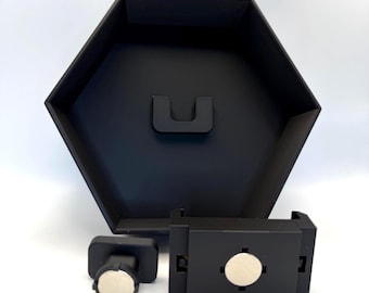 Hex Display Shelf V2 – Removable Magnetic Card Mount | Precision Locking Fit | Fits Graded Cards & Figurines