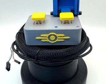 Dual Flip PC Power Button & Reset Switch | Desk Mounted External PC Power Button w/ RGB | 2M Cable | Fallout Vault Tec Edition