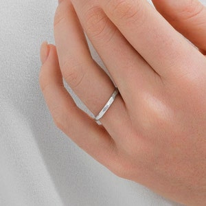 Platinum Ring 950 (2mm) Wedding Band | Dome | Polished Hammered Comfort Fit | Men's Women's Wedding Band Ring | Plain Platinum Ring | Solid