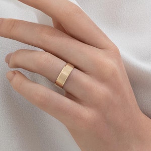 6mm Yellow Gold Beveled Edge Wedding Band 22k 18k 14k 10k Solid / COMFORT FIT / Classic Wedding Rings for Men and Women, Simple Band Ring