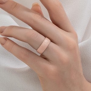 7mm Rose Gold Wedding Band 18k 14k 10k Solid, Stardust Polished / COMFORT FIT / Classic Wedding Rings for Men and Women, Simple Band Ring