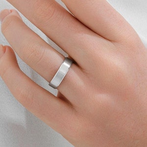 5mm White Gold Beveled Edge Wedding Band 18k 14k 10k Solid / COMFORT FIT / Classic Wedding Rings for Men and Women, Simple Band Ring