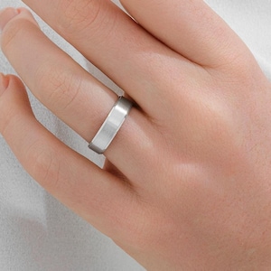 Platinum Ring 950 (5mm) Wedding Band | Beveled | Matte | Comfort Fit | Men's Women's Wedding Band Ring | Plain Platinum Ring | Solid band