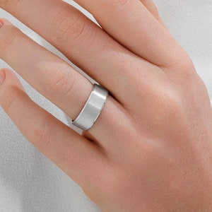 Platinum Ring 950 (7mm) Wedding Band | Flat | Beveled | Comfort Fit | Men's Women's Wedding Band Ring | Plain Platinum Ring | Solid band