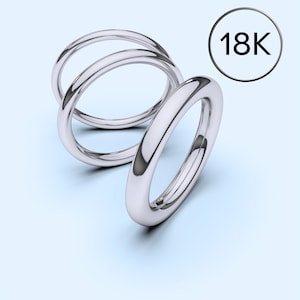 18K Solid White Gold Band, Full Round Gold Ring 1mm 1.25mm 1.5mm 1.75mm 2mm 3mm Simple White Gold Wedding Band, Ring Spacer Ring Divider