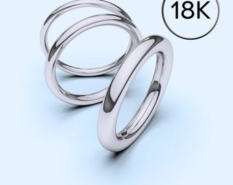 18 kt massief witgouden band, volledig ronde gouden ring 1 mm 1,25 mm 1,5 mm 1,75 mm 2 mm 3 mm eenvoudige witgouden trouwring, ringafstandhouder ringverdeler