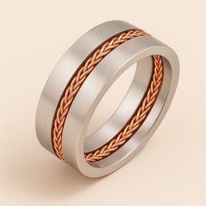 Platinum 950 Two Color Wedding Band Ring. 14k Ring. Handmade Bands.  Unique Wedding Band. Unisex ring. Gold 6mm band, Design Wedding band