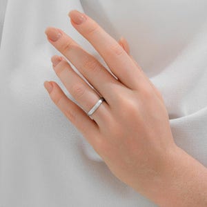 3mm Hammered White Gold Wedding Band 18k 14k 10k Solid, Dome / COMFORT FIT / Classic Wedding Rings for Men and Women, Simple Band Ring