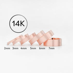 14k Solid Rose Gold Wedding Band, Flat Matte, COMFORT FIT, Classic Wedding Rings for Men and Women, Plain Simple Wedding Band Ring