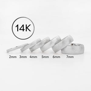 14k Solid White Gold Domed Wedding Band, Ice Matte, COMFORT FIT, Classic Wedding Rings for Men and Women, Plain Simple Wedding Band Ring