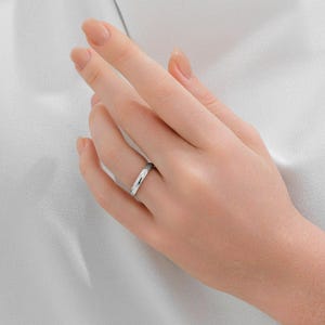3mm White Gold Wedding Band 18k 14k 10k Solid, Dome Polished / COMFORT FIT / Classic Wedding Rings for Men and Women, Simple Band Ring