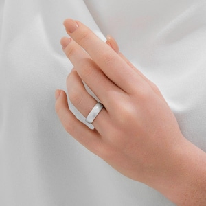 6mm White Gold Wedding Band 18k 14k 10k Solid, Ice Matte / COMFORT FIT / Classic Wedding Rings for Men and Women, Simple Band Ring