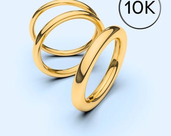 10K gouden band 1 mm 1,25 mm 1,5 mm 1,75 mm 2 mm 2,5 mm 3 mm Effen volledig rond massief geelgouden trouwring, afstandhouder, scheidingswand, bewaker, stapelringen