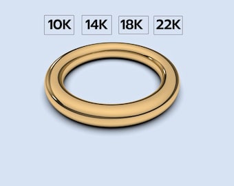 3 x 3 mm dikke gouden band 14K 18K 22K massief geelgoud volledig ronde band, duimringband, dikke ronde gouden trouwring, 3 mm gouden band
