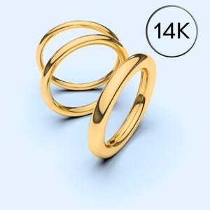 14K Gold Band Full Round 1mm 1.25mm 1.5mm 1.75mm 2mm 2.5mm 3mm Plain Solid Yellow Gold Wedding Band, Spacer, Divider, Guard, Stacking Rings