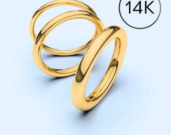 14K gouden band volledig rond 1 mm 1,25 mm 1,5 mm 1,75 mm 2 mm 2,5 mm 3 mm effen massief geelgouden trouwring, afstandhouder, scheidingswand, bewaker, stapelringen