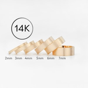 14k Solid Yellow Gold Wedding Band, Flat Matte, COMFORT FIT, Classic Wedding Rings for Men and Women, Plain Simple Wedding Band Ring