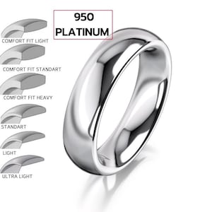 950 Platinum 5mm Wedding Band, Classic DOME, POLISHED, 950 Platinum Solid Wedding Band for Men and Women • 5mm Simple Plain Band Ring PLT950